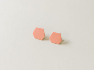 Peach Hexagon Studs